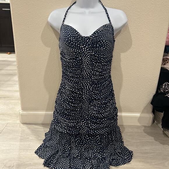 Jessica McClintock polka dot halter ruffle mini dress. Size4 - Picture 2 of 4